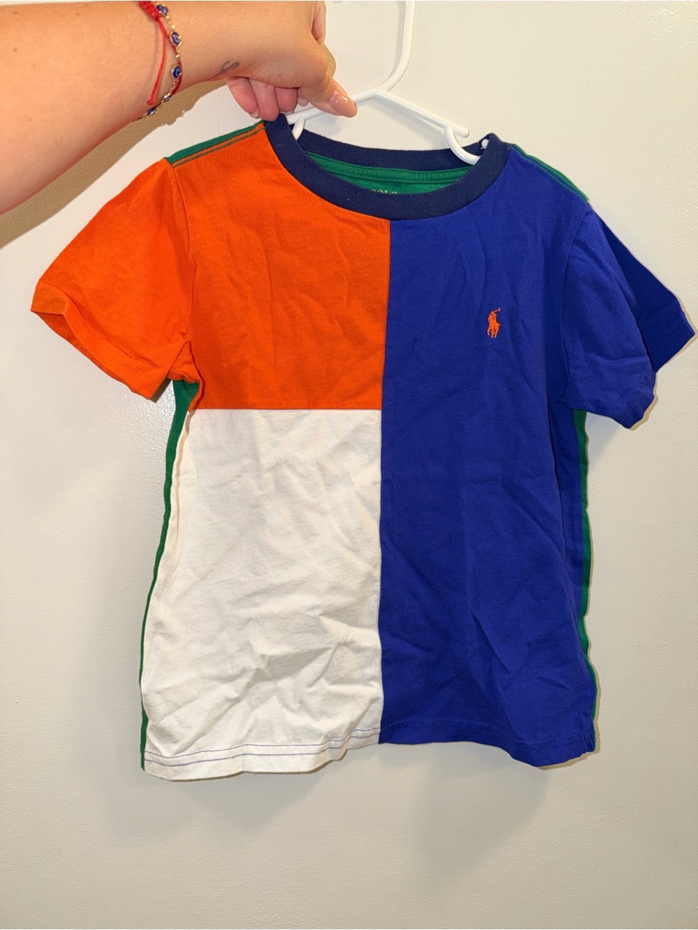 Ralph Lauren kids Colorblock Short Sleeve Tee - Orange/Blue/White/ Green